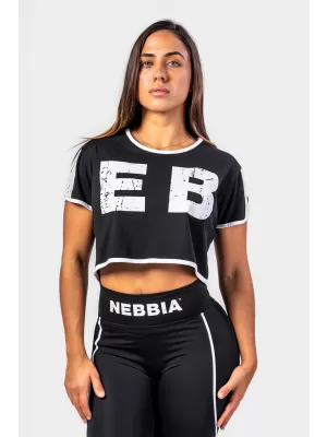 NEBBIA Crop top tričko GAME ON 610 BLACK
