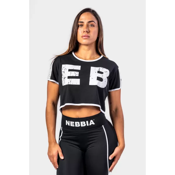  NEBBIA Crop top tričko GAME ON 610 BLACK 