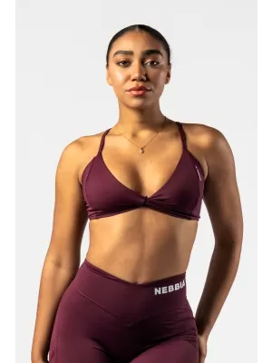 NEBBIA Sportovní podprsenka se střední oporou TWIST-KNOT 423 DARK RED