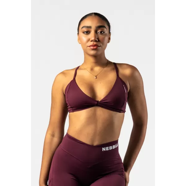  NEBBIA Sportovní podprsenka se střední oporou TWIST-KNOT 423 DARK RED 