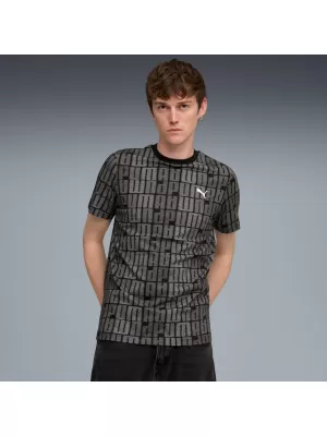 Pánské triko PUMA ESS LOGO LAB AOP TEE 688185-01 ČERNÁ
