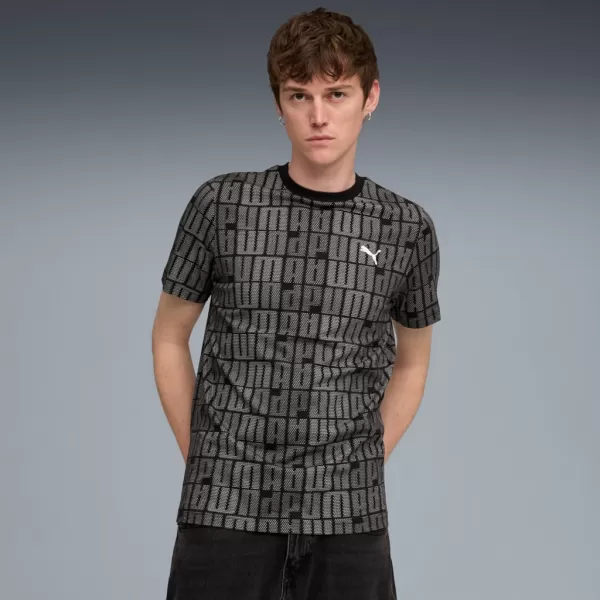  Pánské triko PUMA ESS LOGO LAB AOP TEE 688185-01 ČERNÁ 