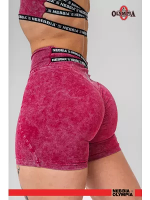 NEBBIA Washed legínové šortky s vysokým pasem HERITAGE 780 RED