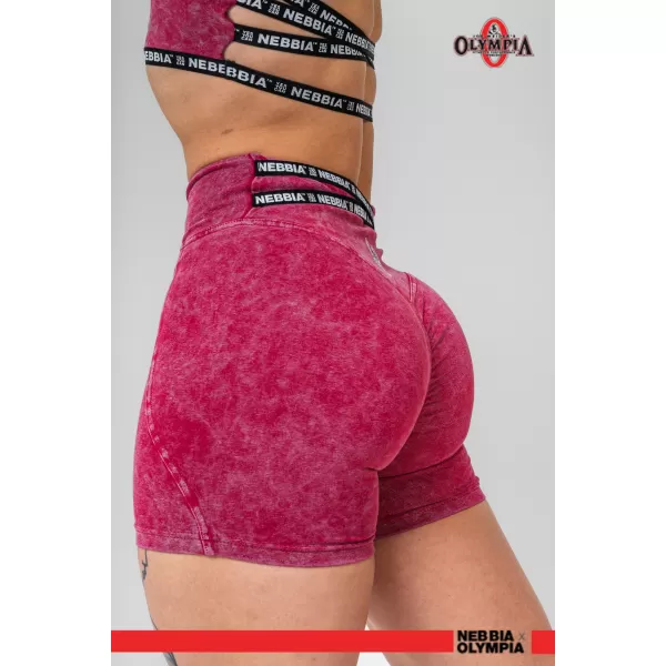  NEBBIA Washed legínové šortky s vysokým pasem HERITAGE 780 RED 
