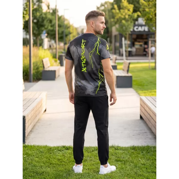  Pánské funkční triko premium ALTISPORT VOJ/ALM113TR01 ČERNÁ-FLUO YELLOW 