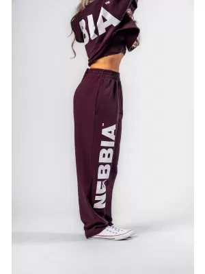 NEBBIA Volné baggy tepláky BOYFRIEND STYLE 432 DARK RED